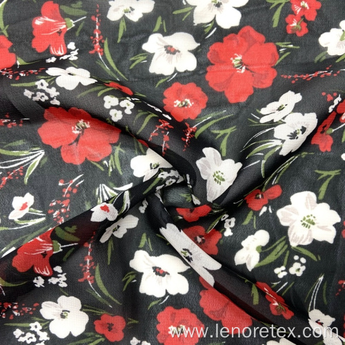 Polyester 100D Small Flower Pattern Chiffon Printed Fabric